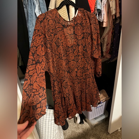 Womens topshop swing paisley floral print chuck on mini dress size 2 retro 70s - Picture 4 of 6